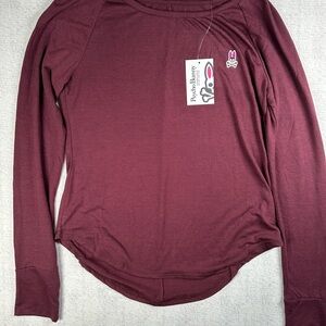 Psycho Bunny Women's Burgundy Long Sleeve Top